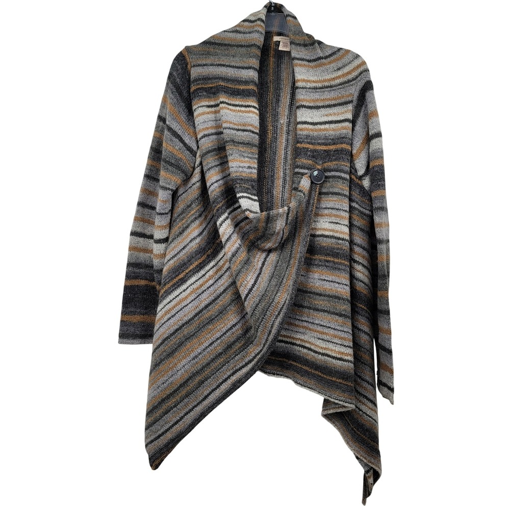Covington Asymmetric Striped Knit Poncho Sweater Sz XL Boho Lagenlook Layer